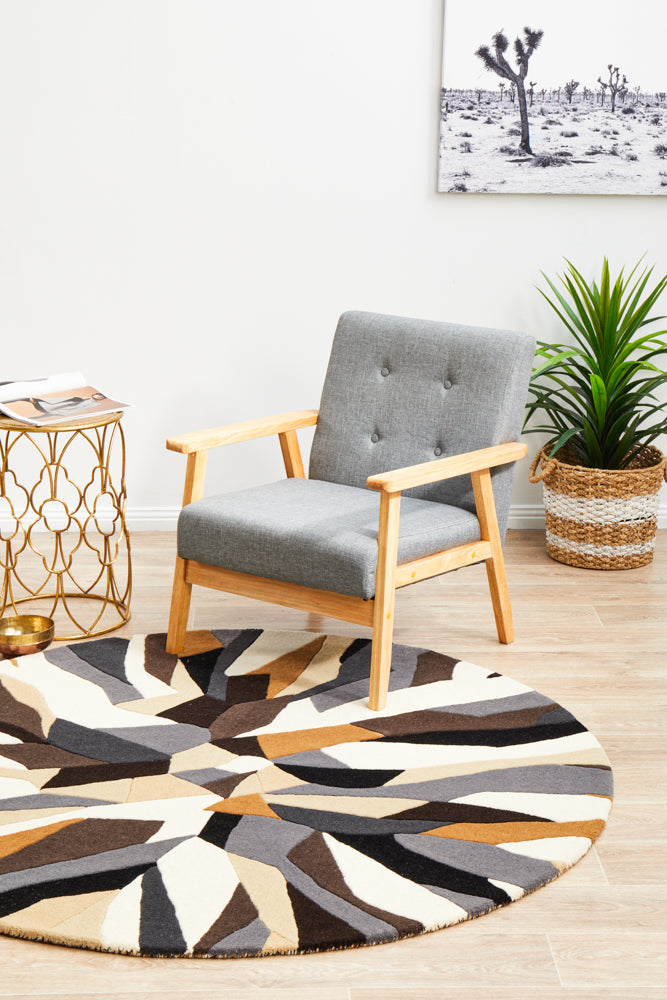 Matrix Pure Wool Fossil Round Rug
