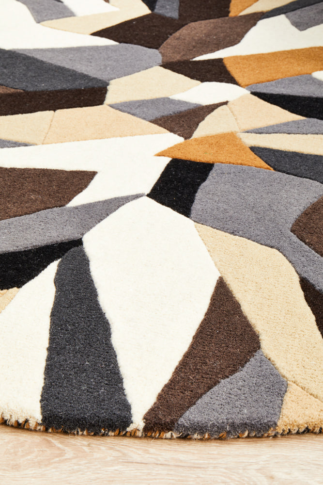 Matrix Pure Wool Fossil Round Rug