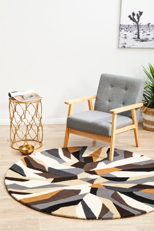 Matrix Pure Wool Fossil Round Rug