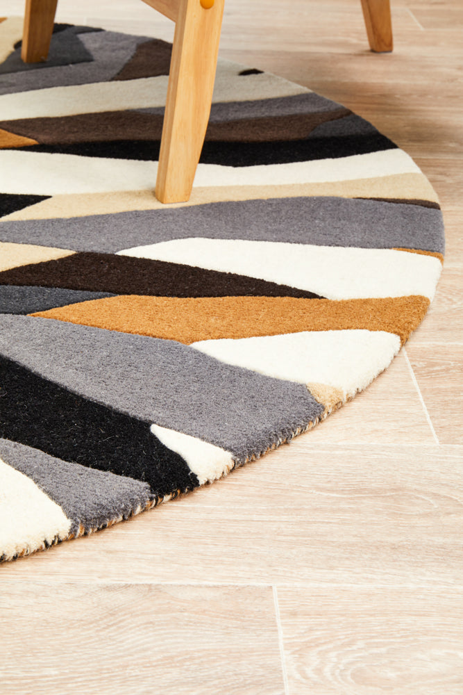 Matrix Pure Wool Fossil Round Rug