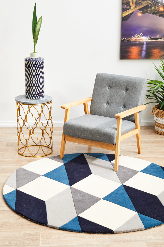 Matrix Pure Wool Steel Round Rug