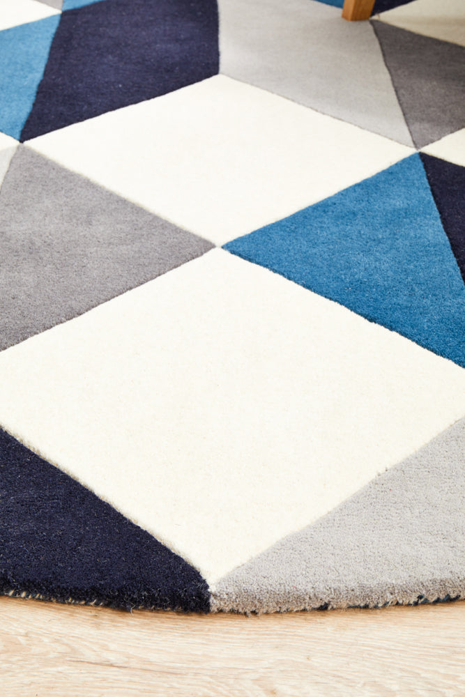 Matrix Pure Wool Steel Round Rug