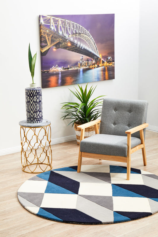 Matrix Pure Wool Steel Round Rug