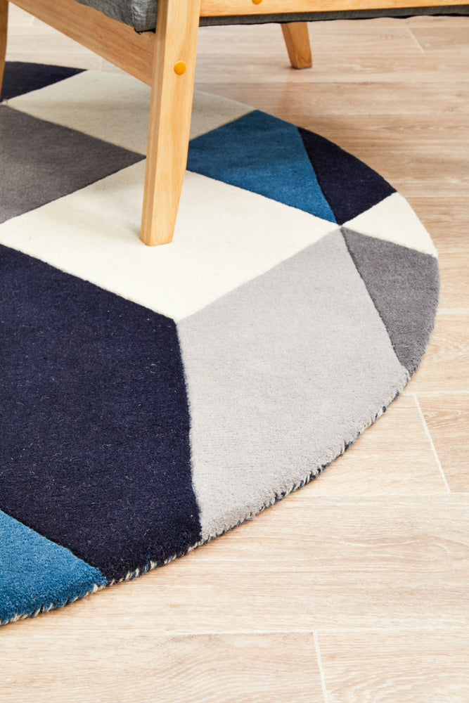 Matrix Pure Wool Steel Round Rug