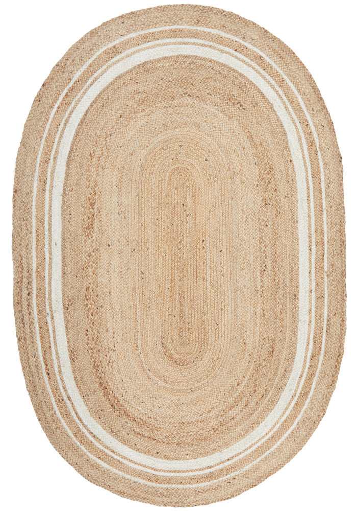 Noosa Border Natural Oval Rug