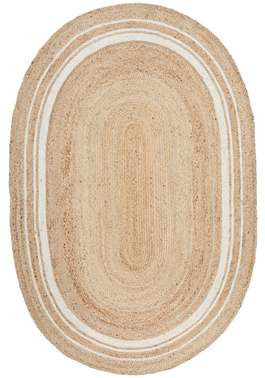 Noosa Border Natural Oval Rug
