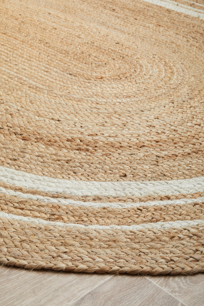 Noosa Border Natural Oval Rug