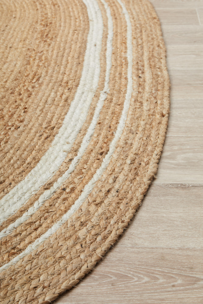 Noosa Border Natural Oval Rug