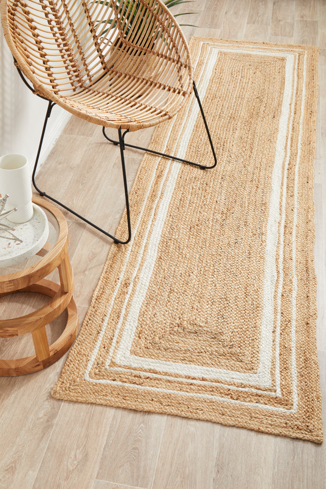 Noosa Border Natural Runner Rug