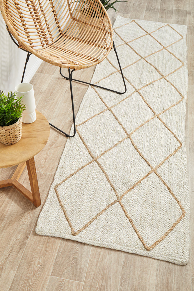 Noosa Diamond White Runner Rug