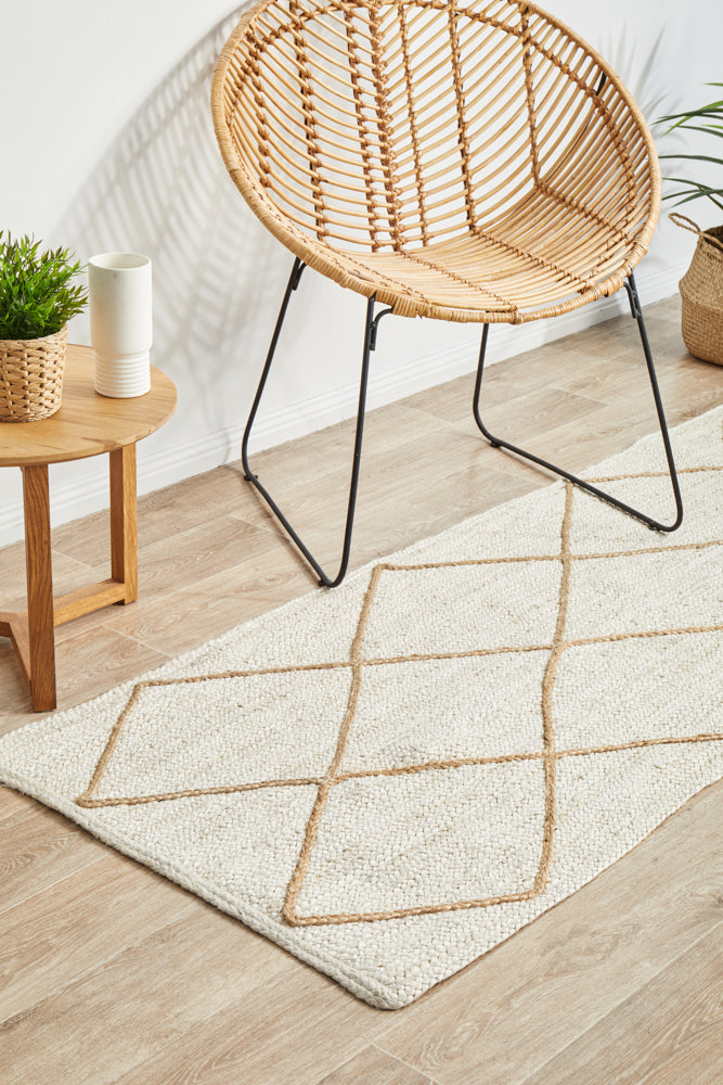 Noosa Diamond White Runner Rug