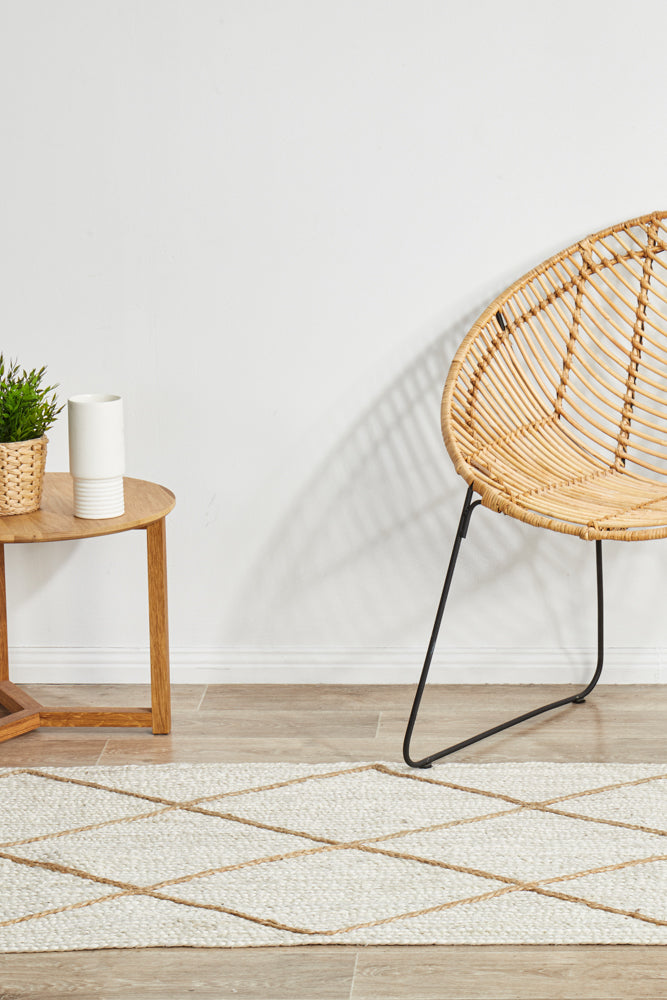 Noosa Diamond White Runner Rug