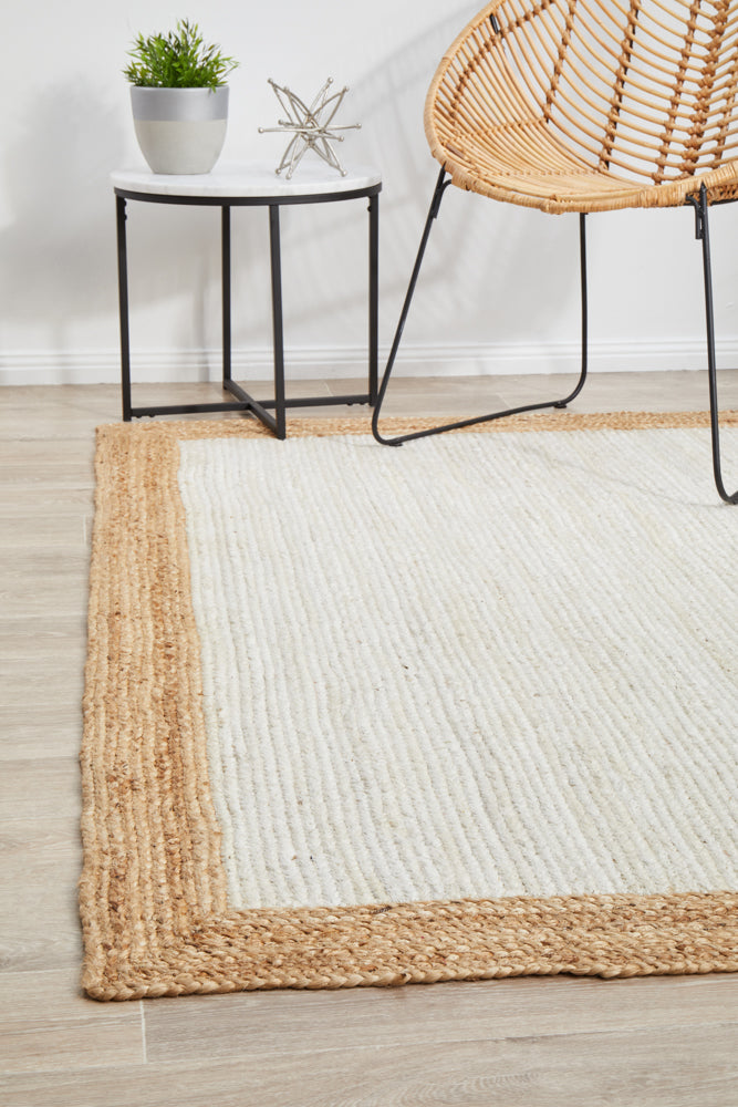 Noosa Border White Natural Rug