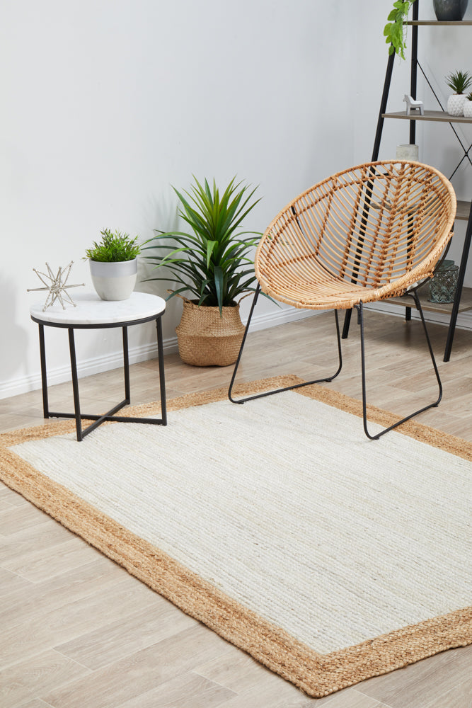Noosa Border White Natural Rug