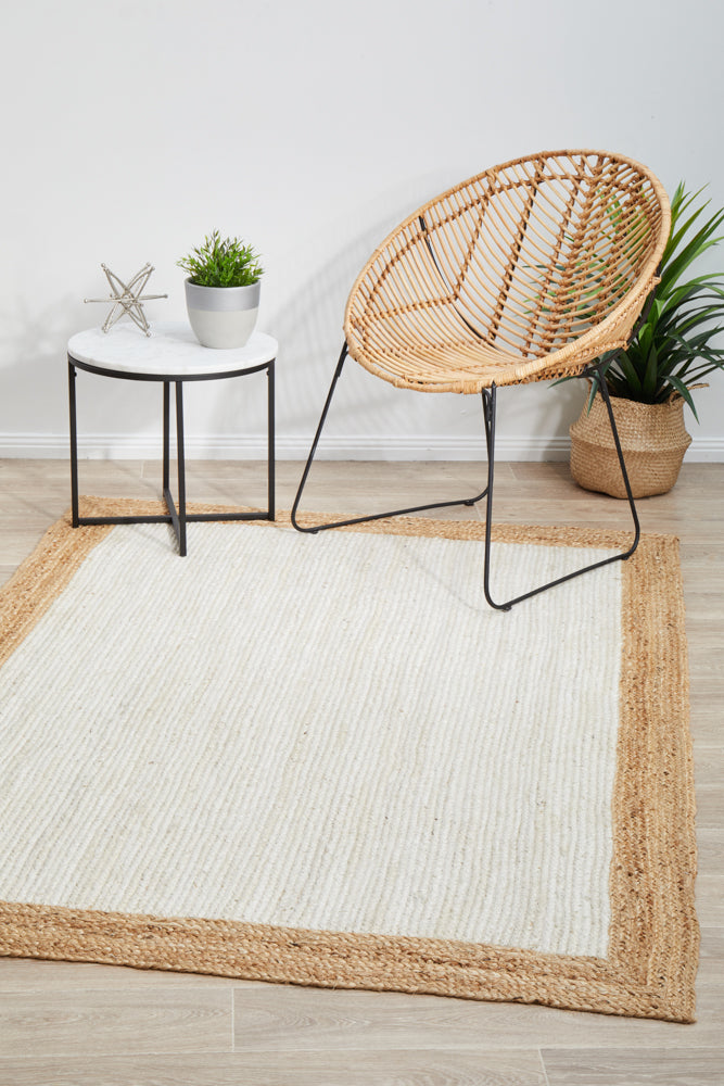 Noosa Border White Natural Rug