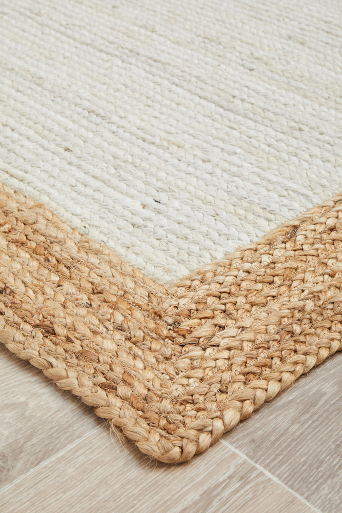 Noosa Border White Natural Rug