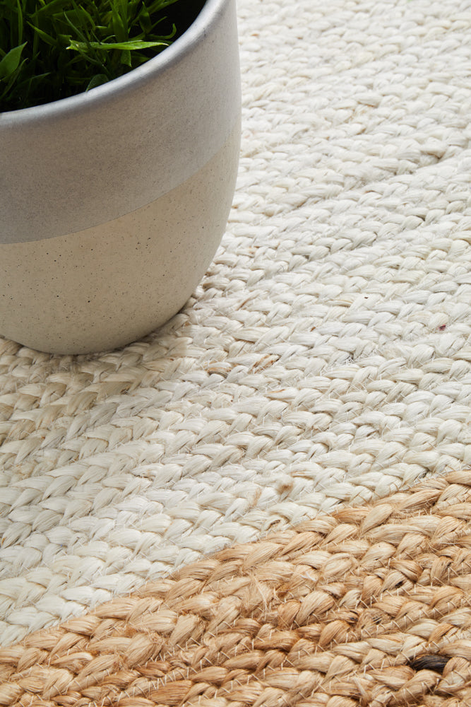 Noosa Border White Natural Rug