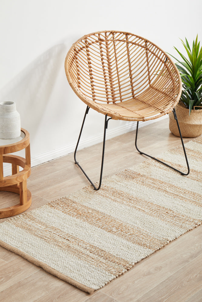 Noosa Stripe Natural White Runner Rug
