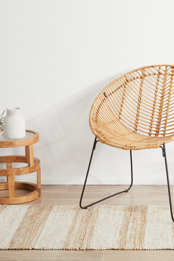 Noosa Stripe Natural White Runner Rug