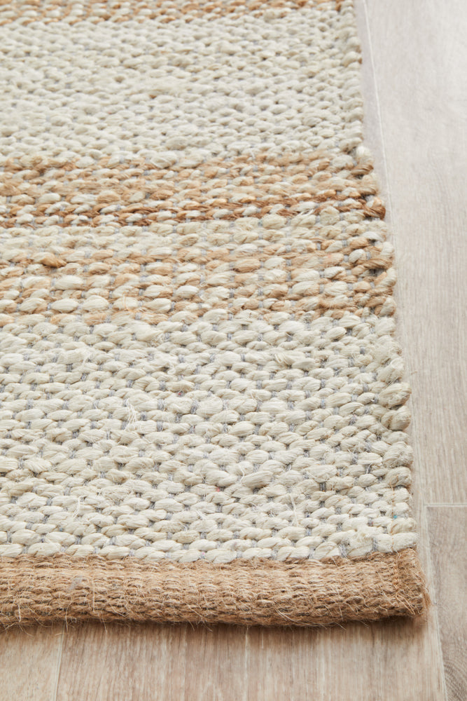 Noosa Stripe Natural White Runner Rug