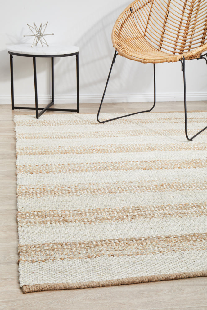 Noosa Stripe Natural White Rug