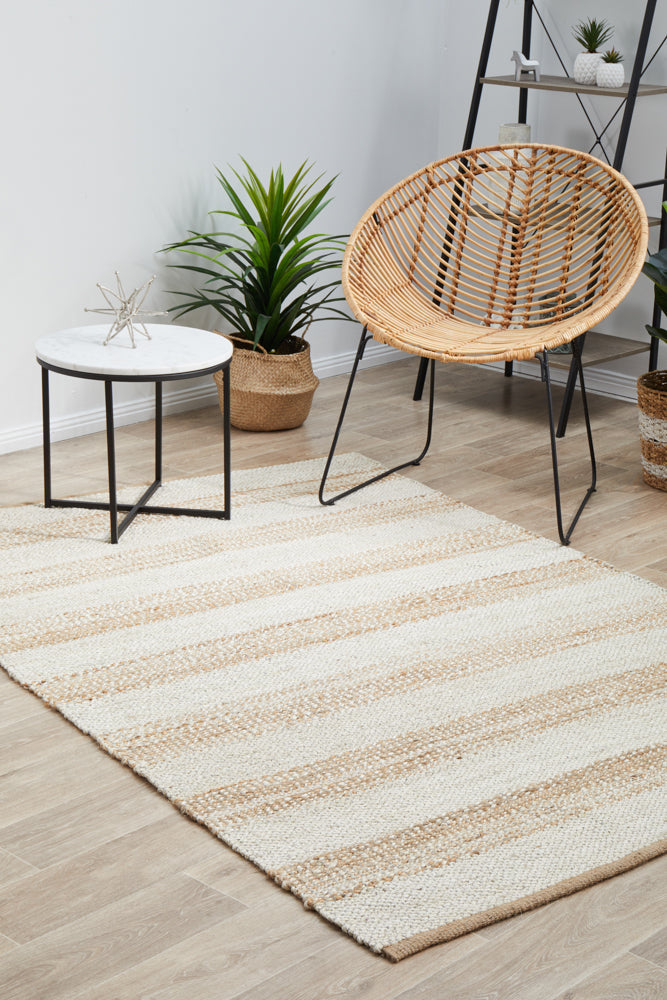 Noosa Stripe Natural White Rug