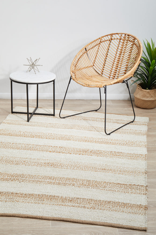 Noosa Stripe Natural White Rug