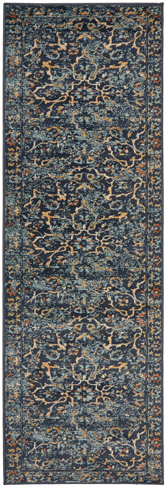 Oxford Stem Navy Runner Rug