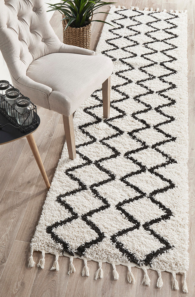 Saffron Tribal White Runner Rug