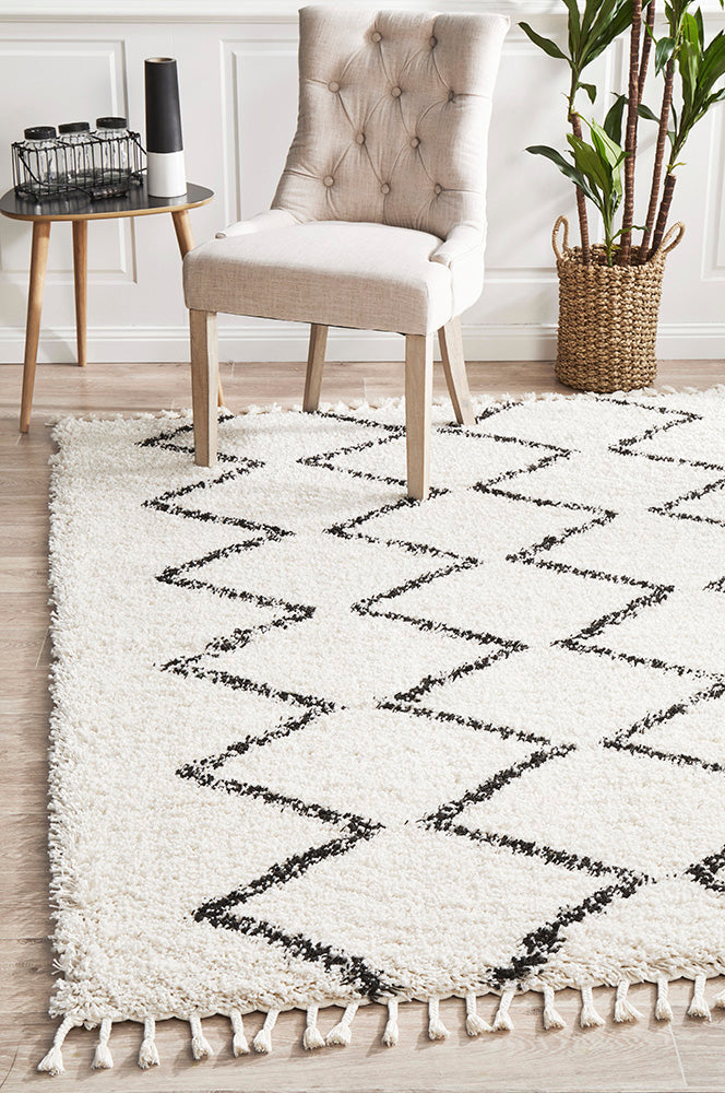 Saffron Tribal White Rug