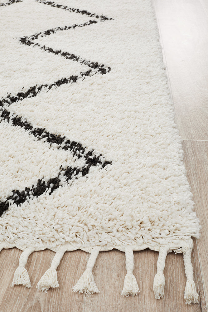 Saffron Tribal White Rug