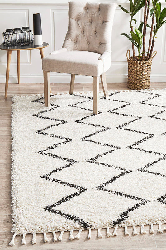 Saffron Tribal White Rug