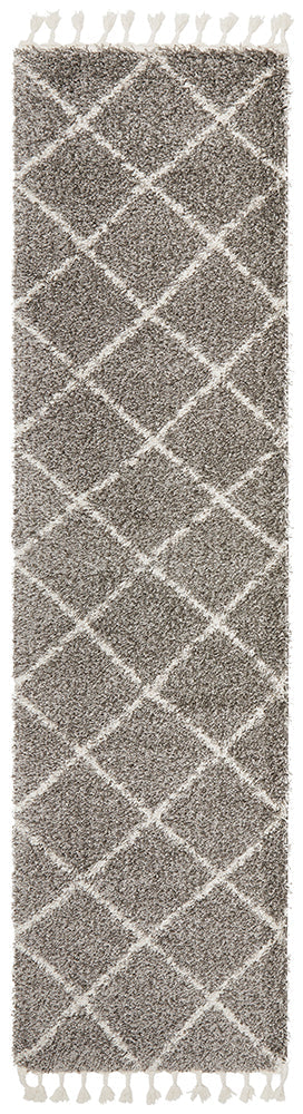 Saffron Diamond Lattice Grey Runner Rug