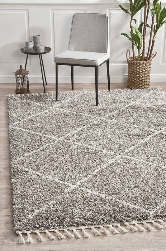Saffron Diamond Lattice Grey Rug