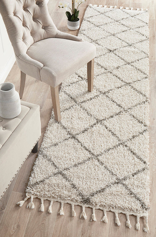 Saffron Diamond Lattice Natural Runner Rug