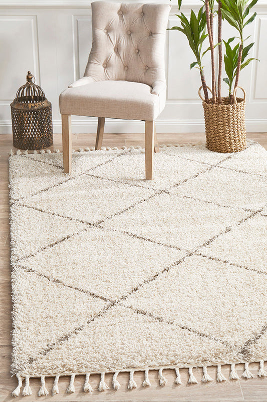 Saffron Diamond Lattice Natural Rug