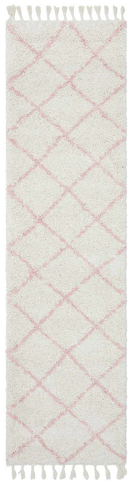 Saffron Diamond Lattice Pink Runner Rug