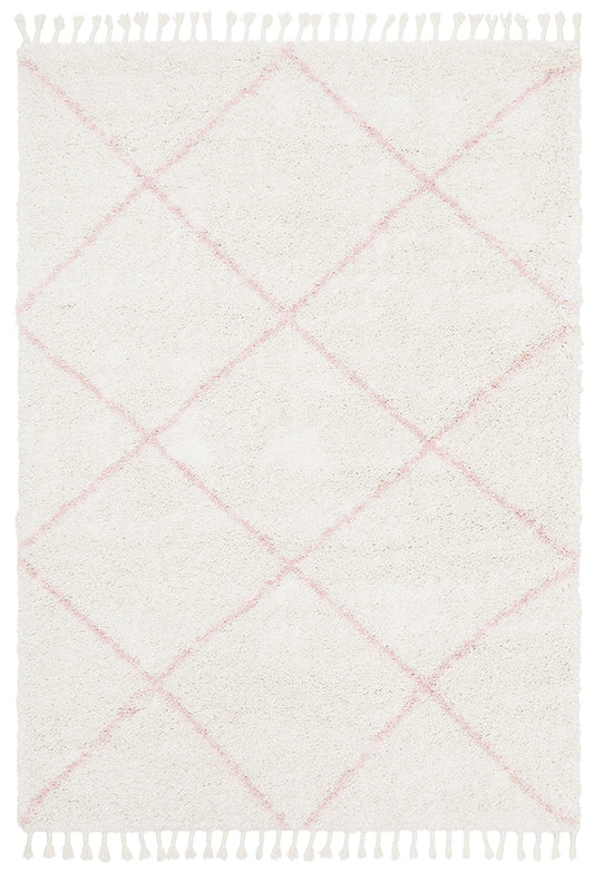 Saffron Diamond Lattice Pink Rug