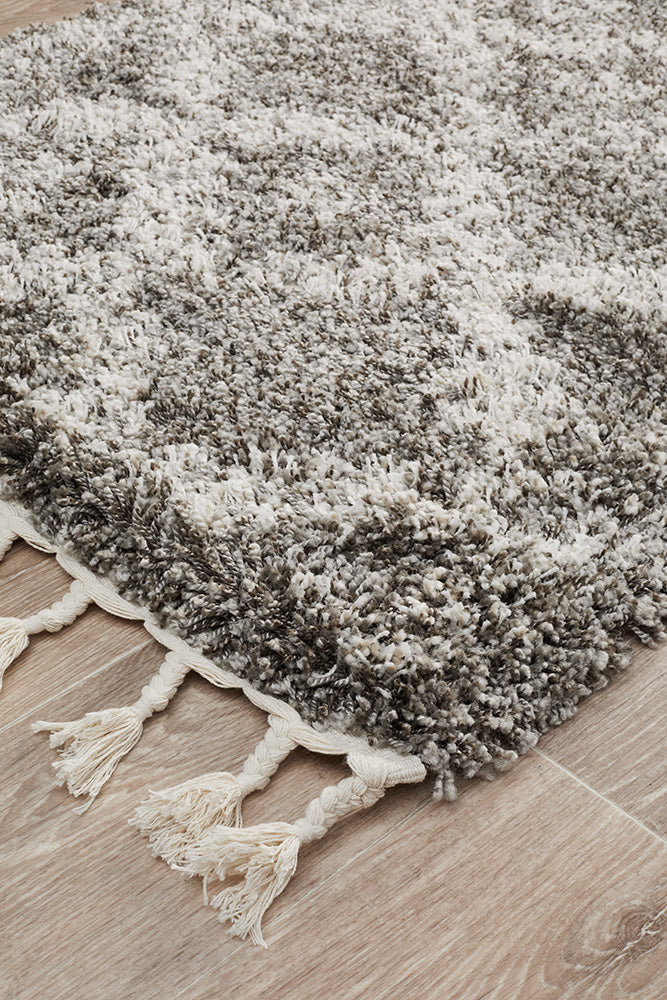 Saffron Tribal Lattice Grey Runner Rug