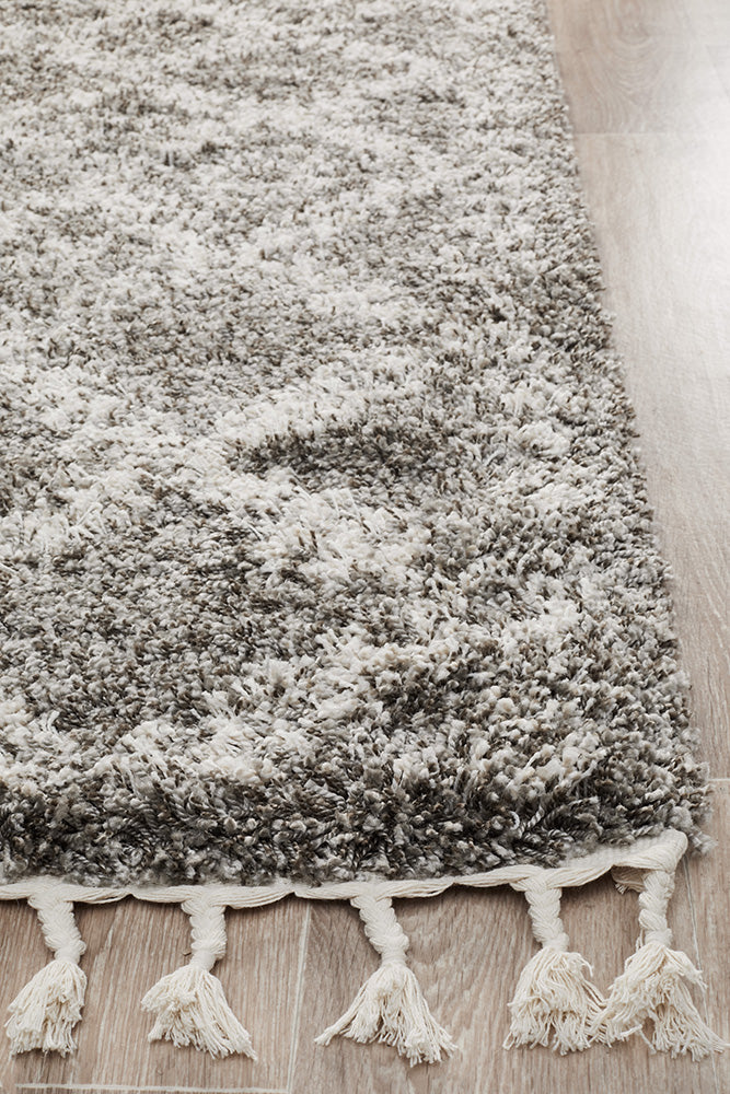 Saffron Tribal Lattice Grey Runner Rug