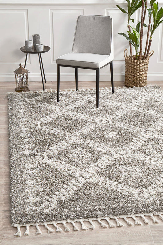 Saffron Tribal Lattice Grey Rug