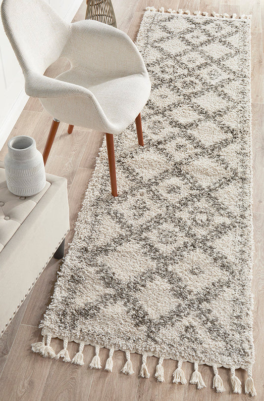 Saffron Tribal Lattice Natural Runner Rug