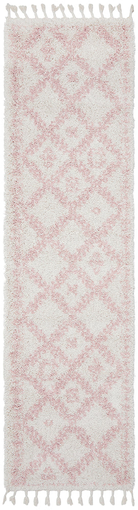 Saffron Tribal Lattice Pink Runner Rug