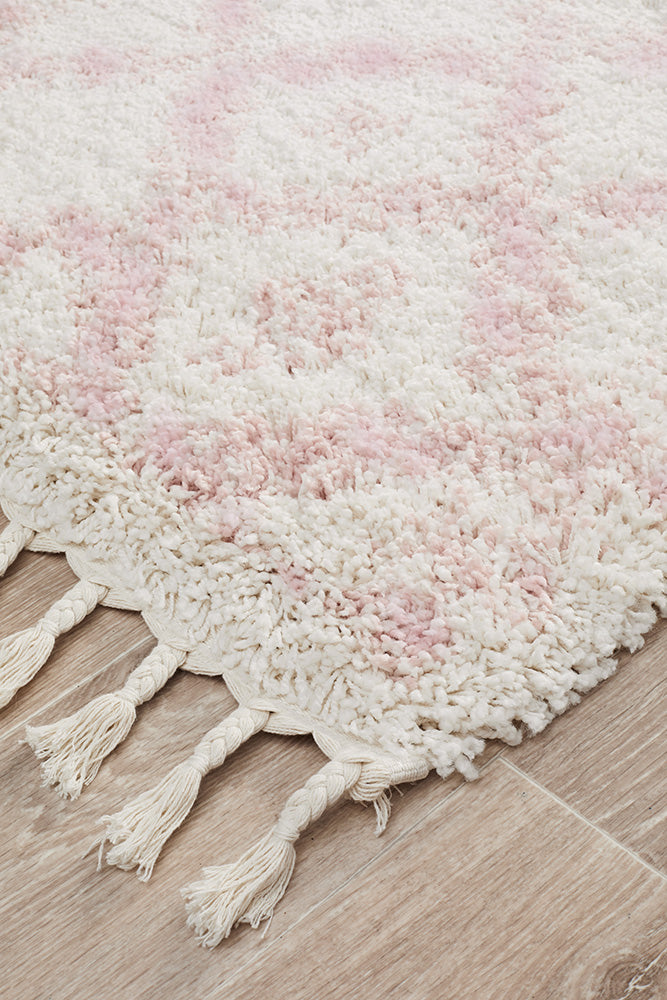Saffron Tribal Lattice Pink Runner Rug