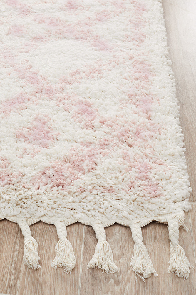Saffron Tribal Lattice Pink Runner Rug