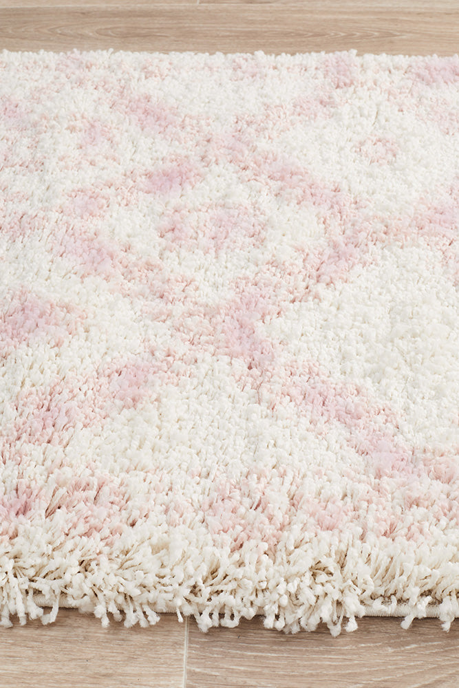 Saffron Tribal Lattice Pink Runner Rug