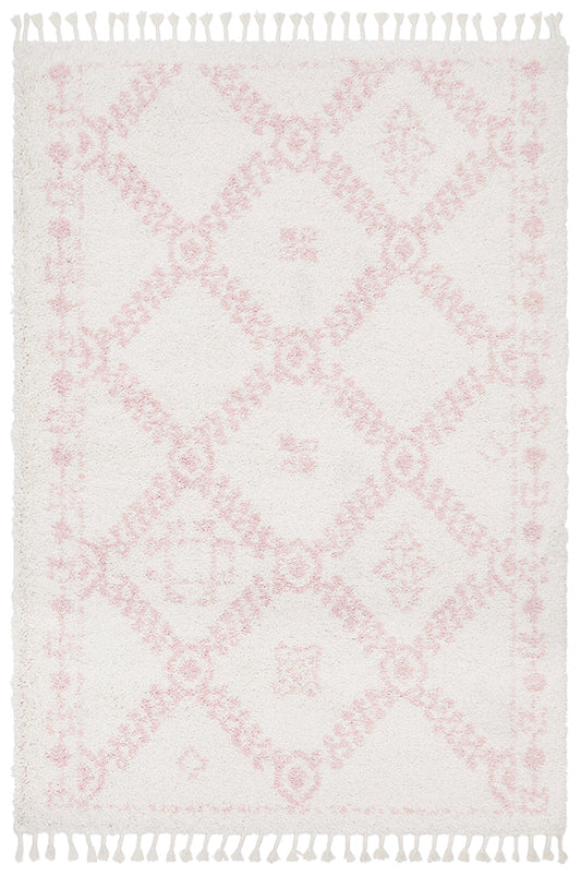 Saffron Tribal Lattice Pink Rug
