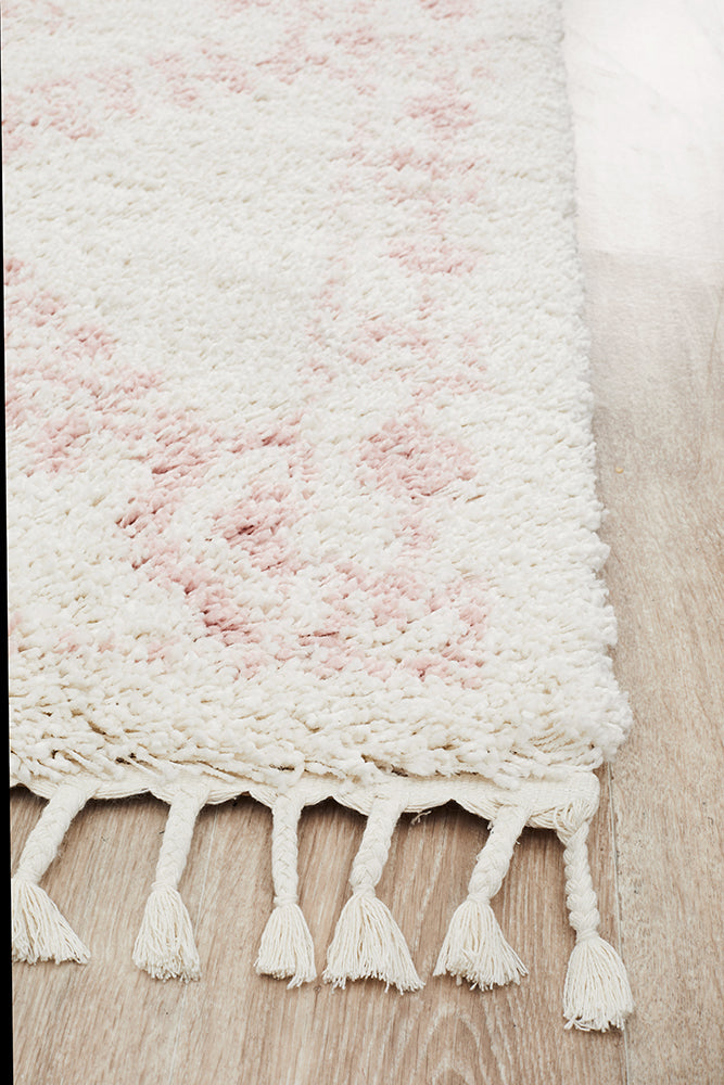 Saffron Tribal Lattice Pink Rug
