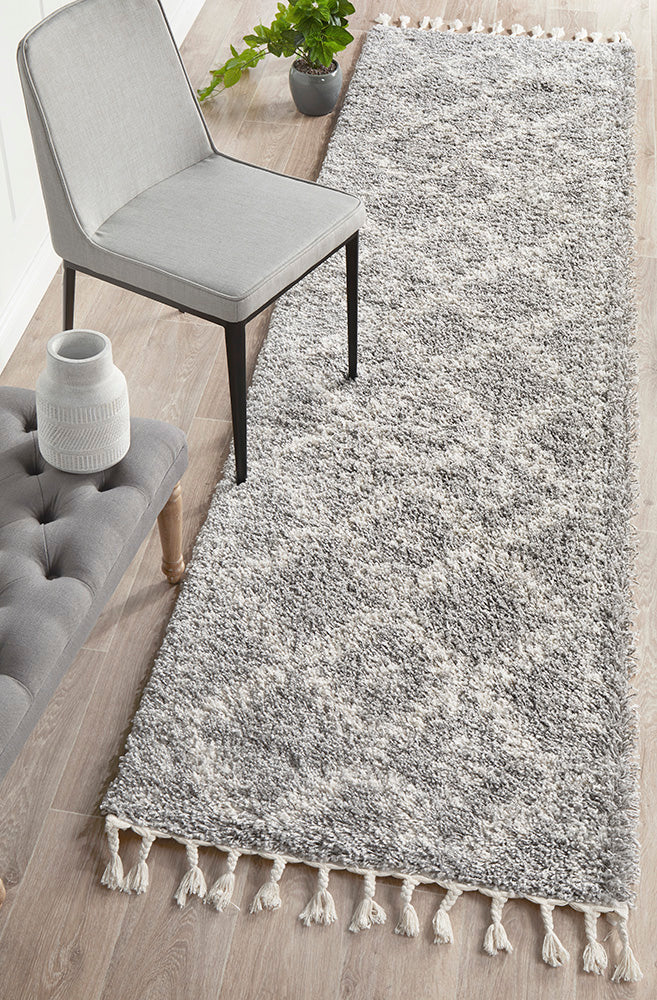 Saffron Tribal Lattice Silver Runner Rug