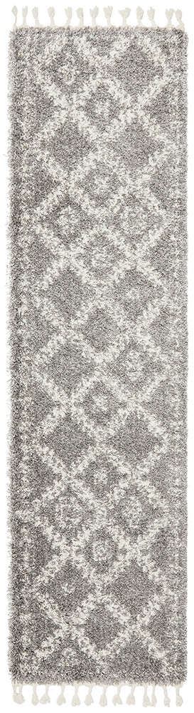Saffron Tribal Lattice Silver Runner Rug